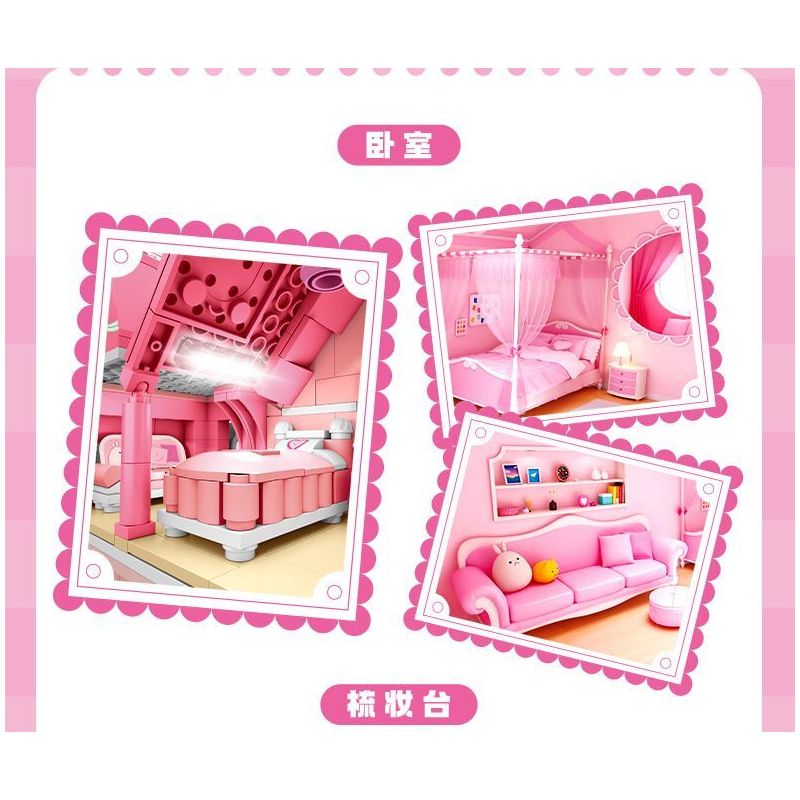 SEMBO 616208 TUYỆT VỜI VÀ DỄ THƯƠNG LOVE ROSE BAKERY bộ đồ chơi xếp lắp ráp ghép mô hình Movie & Game Phim Và Trò Chơi 1334 khối