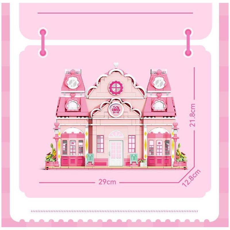 SEMBO 616208 TUYỆT VỜI VÀ DỄ THƯƠNG LOVE ROSE BAKERY bộ đồ chơi xếp lắp ráp ghép mô hình Movie & Game Phim Và Trò Chơi 1334 khối