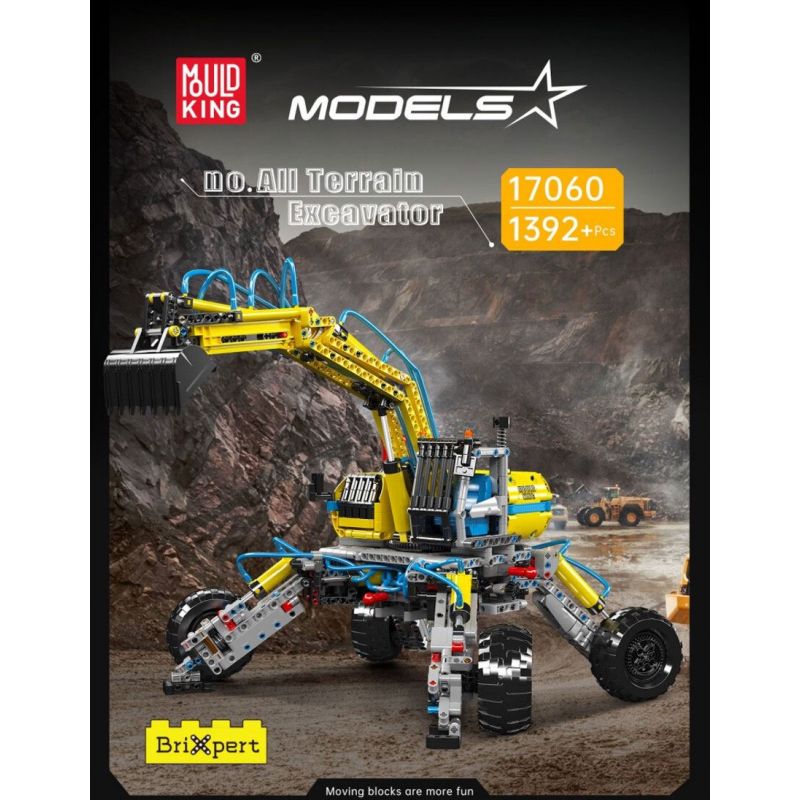MouldKing 17060 Mould King 17060 MÁY XÚC MỌI ĐỊA HÌNH bộ đồ chơi xếp lắp ráp ghép mô hình Technic PNEUMATIC ALL-TERRAIN EXCAVATOR Kỹ Thuật Công Nghệ Cao Mô Hình Phương Tiện 1392 khối