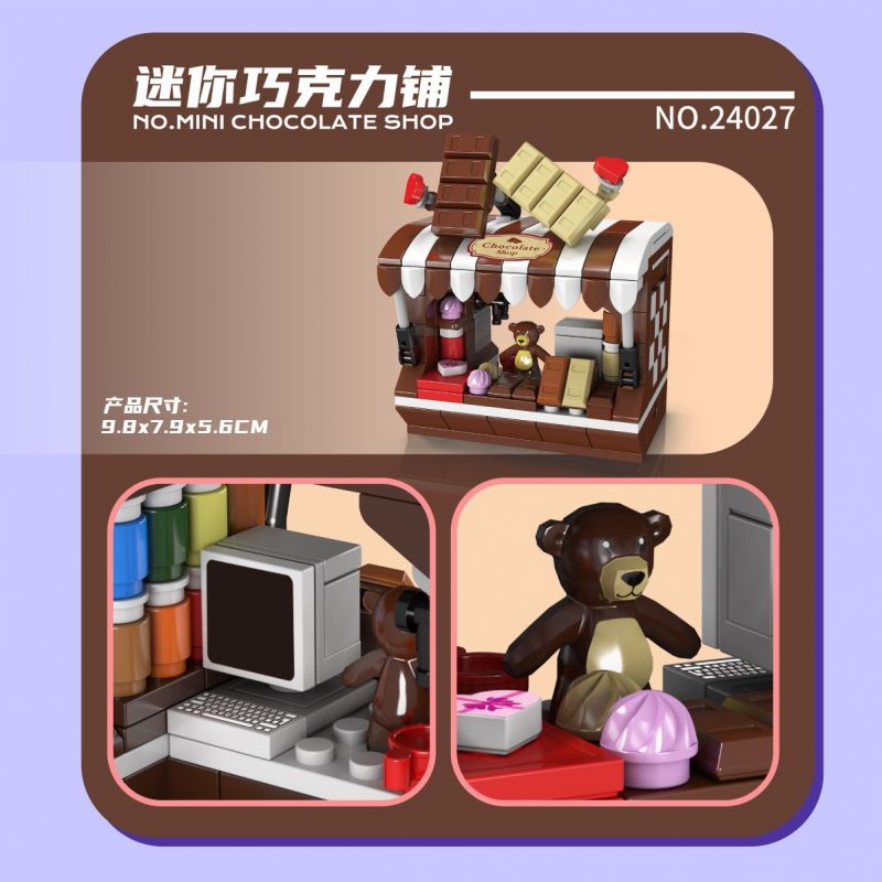 MouldKing 24027 Mould King 24027 MINI CỬA HÀNG SÔ CÔ LA NHỎ bộ đồ chơi xếp lắp ráp ghép mô hình City Thành Phố 255 khối