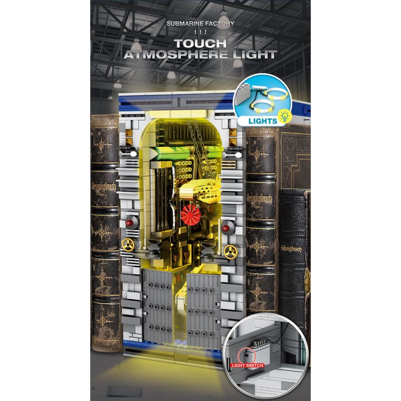 REOBRIX 66038 NHÀ MÁY U-BOAT bộ đồ chơi xếp lắp ráp ghép mô hình SUBMARINE FACTORY 3466 khối