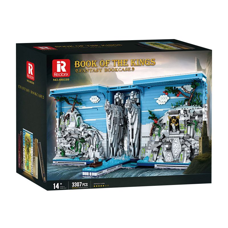 REOBRIX 66039 GIÁ SÁCH CỔNG NHÀ VUA bộ đồ chơi xếp lắp ráp ghép mô hình BOOK OF THE KINGS FANTASY BOOKCASE 3307 khối