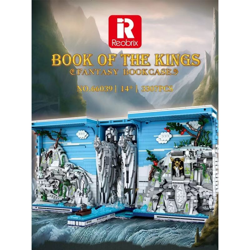 REOBRIX 66039 GIÁ SÁCH CỔNG NHÀ VUA bộ đồ chơi xếp lắp ráp ghép mô hình BOOK OF THE KINGS FANTASY BOOKCASE 3307 khối