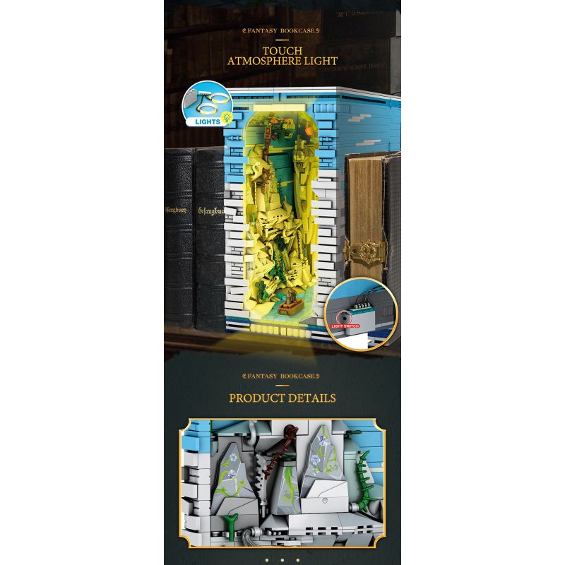 REOBRIX 66039 GIÁ SÁCH CỔNG NHÀ VUA bộ đồ chơi xếp lắp ráp ghép mô hình BOOK OF THE KINGS FANTASY BOOKCASE 3307 khối