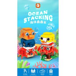 FORANGE FC8136 8136 OCEAN JENGA 6 LOẠI CUA CÁ MẬP NÓC BẠCH TUỘC HỀ RÙA bộ đồ chơi xếp lắp ráp ghép mô hình 646 khối