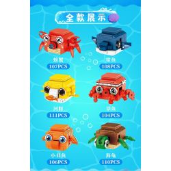 FORANGE FC8136 8136 OCEAN JENGA 6 LOẠI CUA CÁ MẬP NÓC BẠCH TUỘC HỀ RÙA bộ đồ chơi xếp lắp ráp ghép mô hình 646 khối