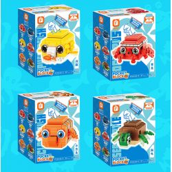 FORANGE FC8136 8136 OCEAN JENGA 6 LOẠI CUA CÁ MẬP NÓC BẠCH TUỘC HỀ RÙA bộ đồ chơi xếp lắp ráp ghép mô hình 646 khối