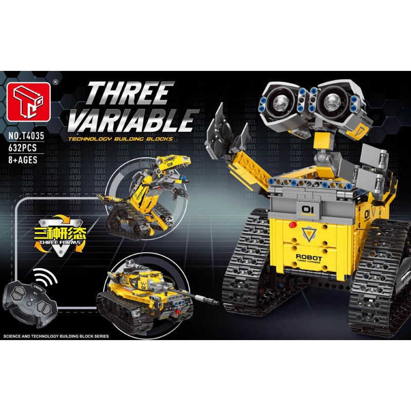 GAOMISI T4035 4035 BA ROBOT BIẾN HÌNH MÀU VÀNG bộ đồ chơi xếp lắp ráp ghép mô hình Technic THREE VARIABLE Kỹ Thuật Công Nghệ Cao Mô Hình Phương Tiện 632 khối