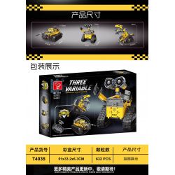GAOMISI T4035 4035 BA ROBOT BIẾN HÌNH MÀU VÀNG bộ đồ chơi xếp lắp ráp ghép mô hình Technic THREE VARIABLE Kỹ Thuật Công Nghệ Cao Mô Hình Phương Tiện 632 khối