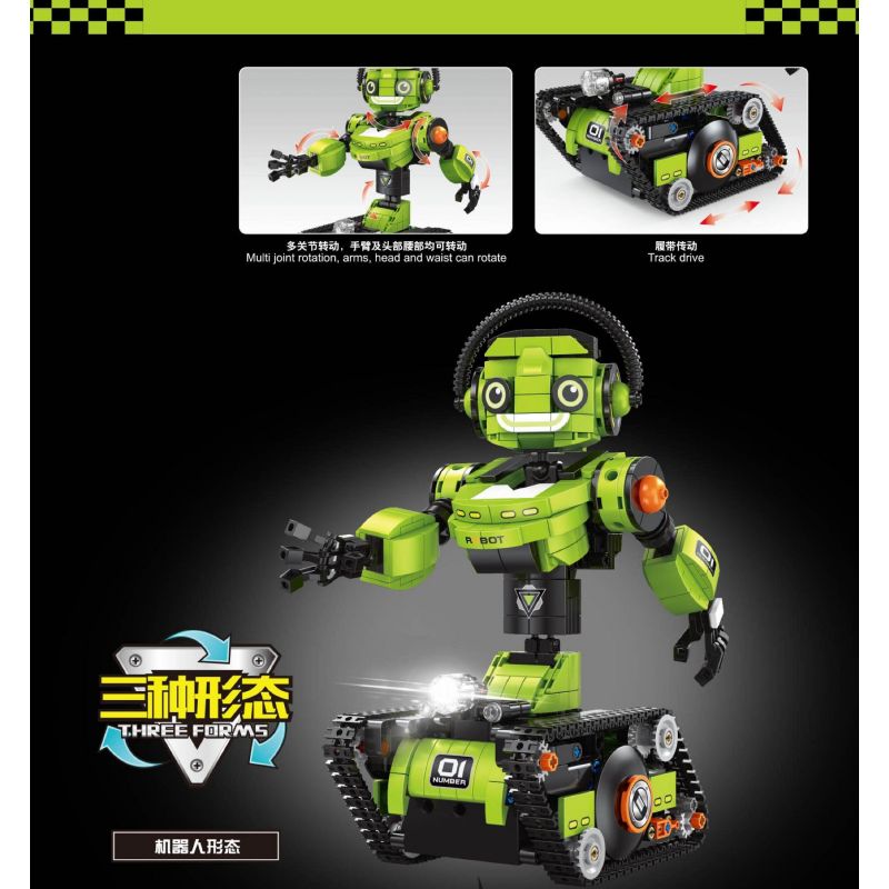 GAOMISI T4036 4036 BA ROBOT BIẾN HÌNH MÀU XANH LÁ CÂY bộ đồ chơi xếp lắp ráp ghép mô hình Technic THREE VARIABLE Kỹ Thuật Công Nghệ Cao Mô Hình Phương Tiện 856 khối