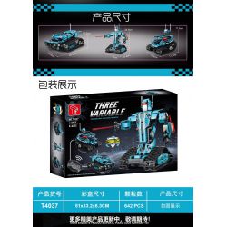 GAOMISI T4037 4037 BA ROBOT BIẾN HÌNH MÀU XANH bộ đồ chơi xếp lắp ráp ghép mô hình Technic THREE VARIABLE Kỹ Thuật Công Nghệ Cao Mô Hình Phương Tiện 642 khối