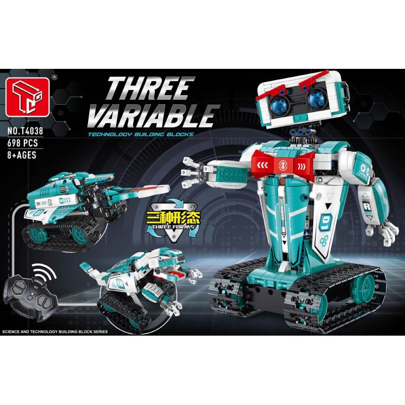 GAOMISI T4038 4038 BA ROBOT BIẾN HÌNH CYAN bộ đồ chơi xếp lắp ráp ghép mô hình Technic THREE VARIABLE Kỹ Thuật Công Nghệ Cao Mô Hình Phương Tiện 698 khối
