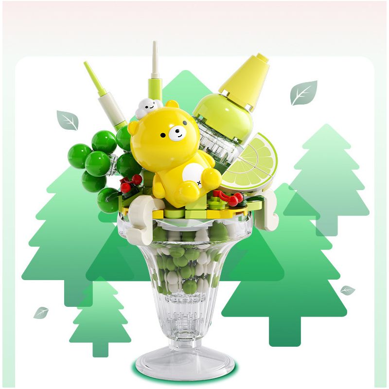 JAKI JK6206 6206 CỬA HÀNG KEM DAVID XIONG YUANQI CÚP RỪNG MATCHA bộ đồ chơi xếp lắp ráp ghép mô hình