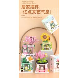 ZHEGAO 613021 QUÁN HOA BUD BEAR CẢNH PHỐ 4 KIỂU bộ đồ chơi xếp lắp ráp ghép mô hình STREET VIEW OF FLOWER SHOP