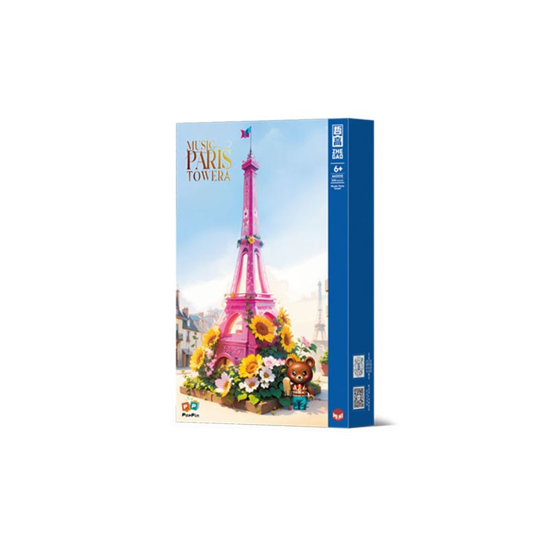 ZHEGAO 663010 non  THÁP EIFFEL ÂM NHẠC bộ đồ chơi xếp lắp ráp ghép mô hình MUSIC PARIS TOWER 720 khối