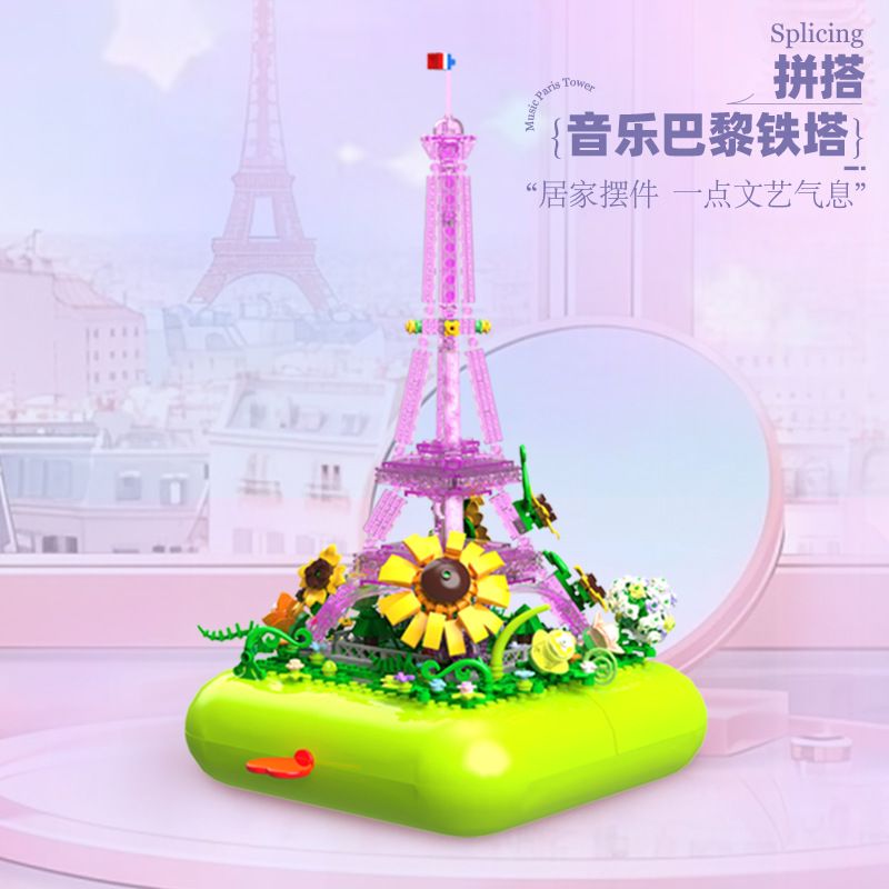 ZHEGAO 663010 THÁP EIFFEL ÂM NHẠC bộ đồ chơi xếp lắp ráp ghép mô hình MUSIC PARIS TOWER 720 khối