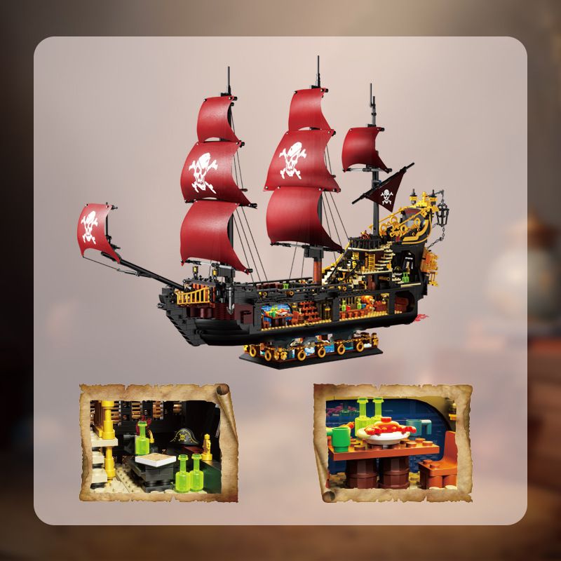 ZHEGAO 653001 CON TÀU CƯỚP BIỂN PHANTOM QUEEN bộ đồ chơi xếp lắp ráp ghép mô hình Pirates Of The Caribbean Cướp Biển Vùng Caribe 3399 khối