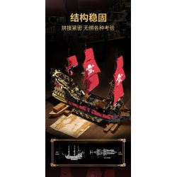 ZHEGAO 653001 CON TÀU CƯỚP BIỂN PHANTOM QUEEN bộ đồ chơi xếp lắp ráp ghép mô hình Pirates Of The Caribbean Cướp Biển Vùng Caribe 3399 khối