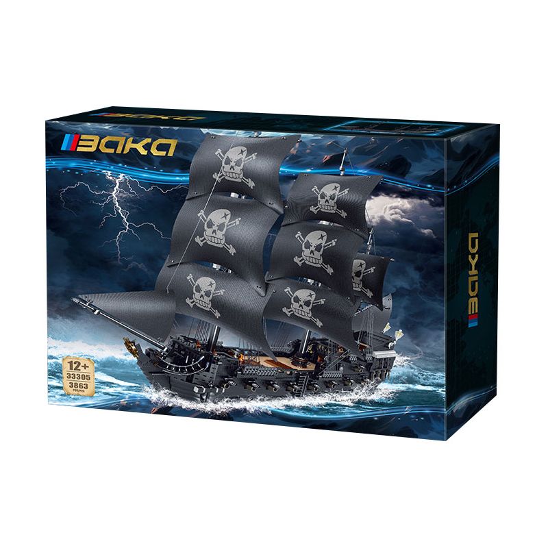 BAKA TECHNOLOGY 33305 non Lego TÀU CƯỚP BIỂN ĐEN bộ đồ chơi xếp lắp ráp ghép mô hình Pirates Of The Caribbean Cướp Biển Vùng Caribe 3863 khối