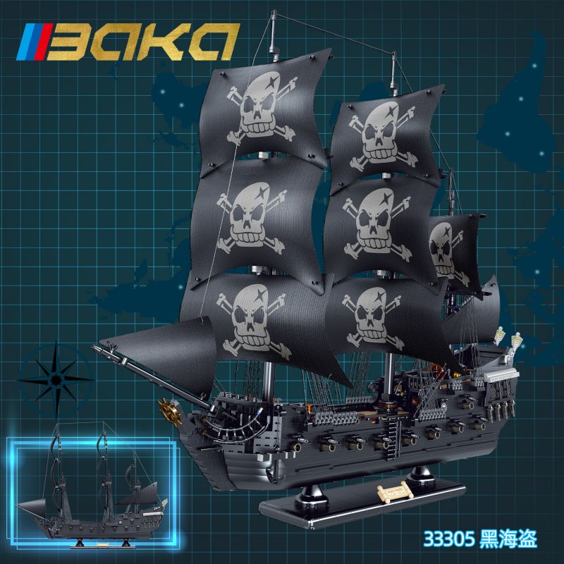 BAKA TECHNOLOGY 33305 TÀU CƯỚP BIỂN ĐEN bộ đồ chơi xếp lắp ráp ghép mô hình Pirates Of The Caribbean Cướp Biển Vùng Caribe 3863 khối