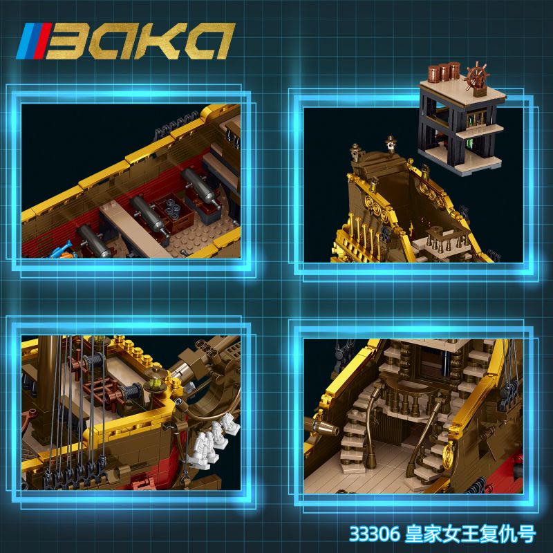 BAKA TECHNOLOGY 33306 SỰ TRẢ THÙ CỦA NỮ HOÀNG GIA bộ đồ chơi xếp lắp ráp ghép mô hình Pirates Of The Caribbean Cướp Biển Vùng Caribe 4469 khối