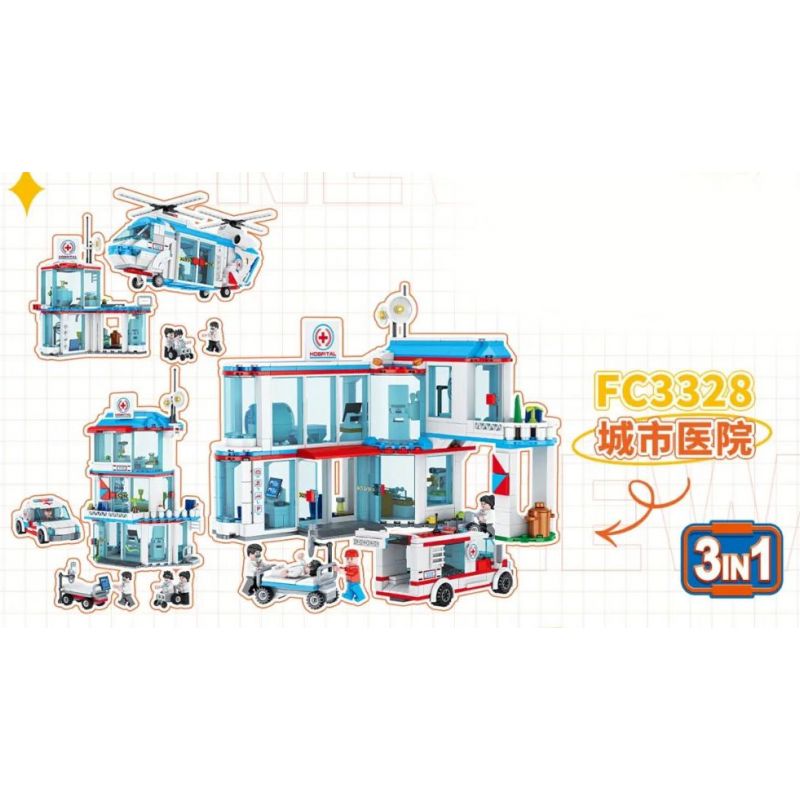 Lego Forange FC3328 Xếp hình lắp ráp ghép mô hình Bệnh viện thành phố 3IN1