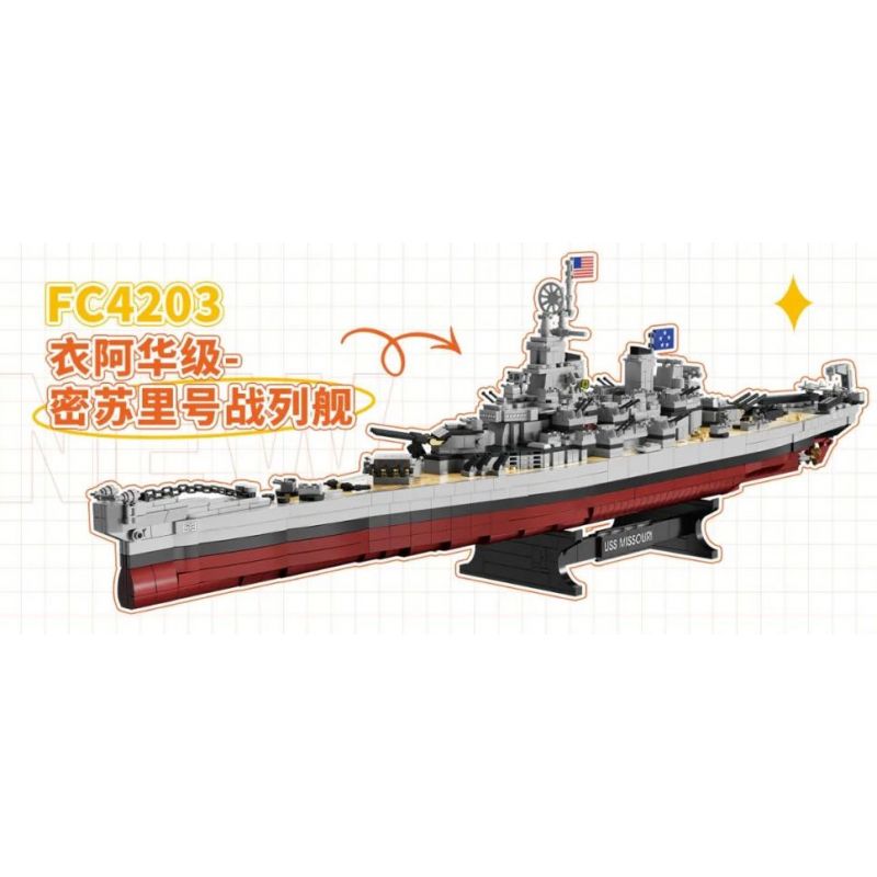 Lego Forange FC4203 Xếp hình lắp ráp ghép mô hình Thiết giáp hạm lớp Iowa USS Missouri