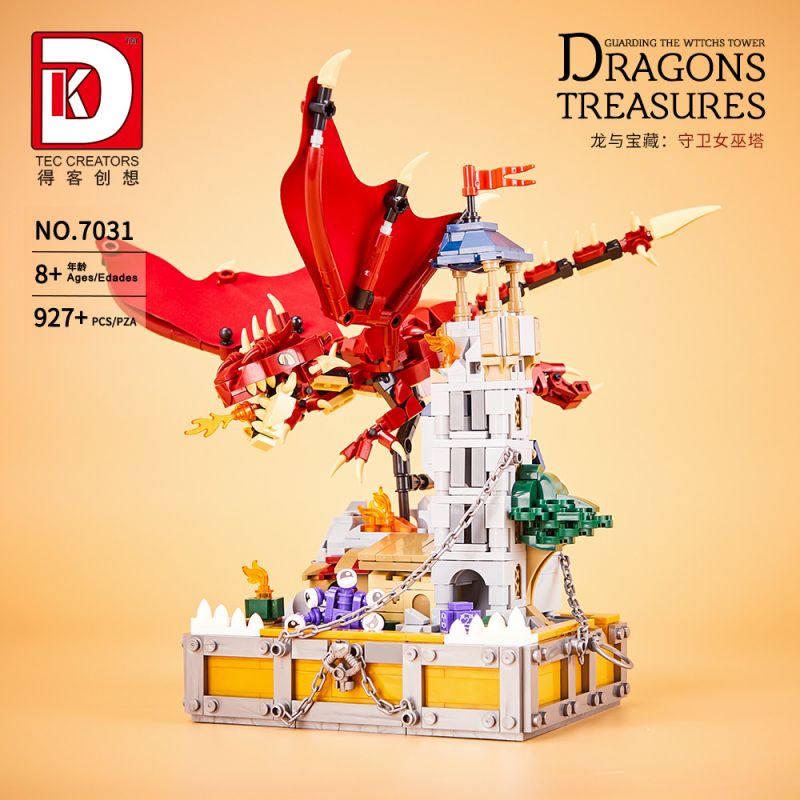 DK 7031 VỆ BINH RỒNG TRẬN CHIẾN THÁP PHÙ THỦY bộ đồ chơi xếp lắp ráp ghép mô hình DRAGON & GUARD BATTLE OF THE WITCH TOWER 927 khối