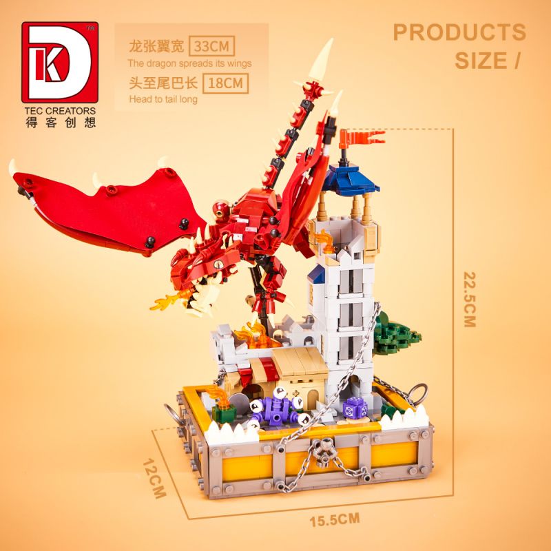 DK 7031 VỆ BINH RỒNG TRẬN CHIẾN THÁP PHÙ THỦY bộ đồ chơi xếp lắp ráp ghép mô hình DRAGON & GUARD BATTLE OF THE WITCH TOWER 927 khối