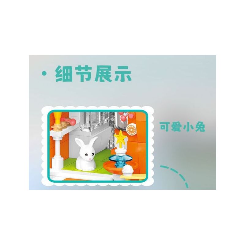 WEILE CREATION 6019 NHÀ MÀU CAM bộ đồ chơi xếp lắp ráp ghép mô hình FAIRY TALE TOWN ORANGE HOUSE 793 khối