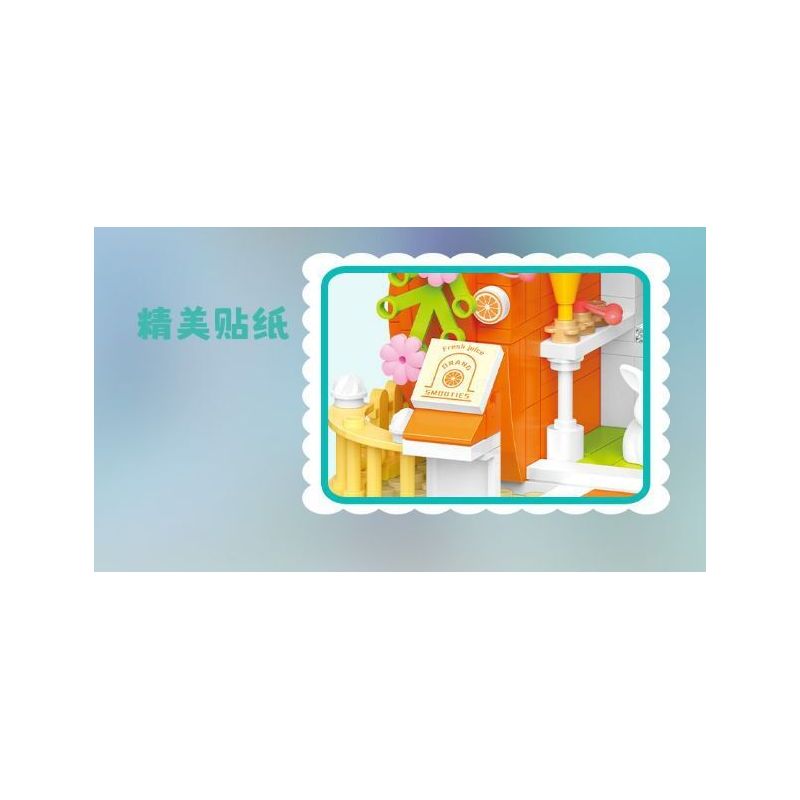 WEILE CREATION 6019 NHÀ MÀU CAM bộ đồ chơi xếp lắp ráp ghép mô hình FAIRY TALE TOWN ORANGE HOUSE 793 khối