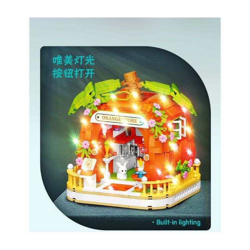 WEILE CREATION 6019 NHÀ MÀU CAM bộ đồ chơi xếp lắp ráp ghép mô hình FAIRY TALE TOWN ORANGE HOUSE 793 khối