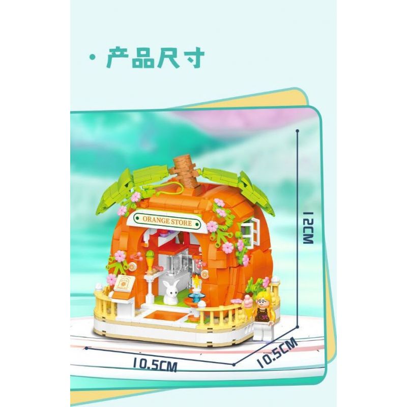 WEILE CREATION 6019 NHÀ MÀU CAM bộ đồ chơi xếp lắp ráp ghép mô hình FAIRY TALE TOWN ORANGE HOUSE 793 khối