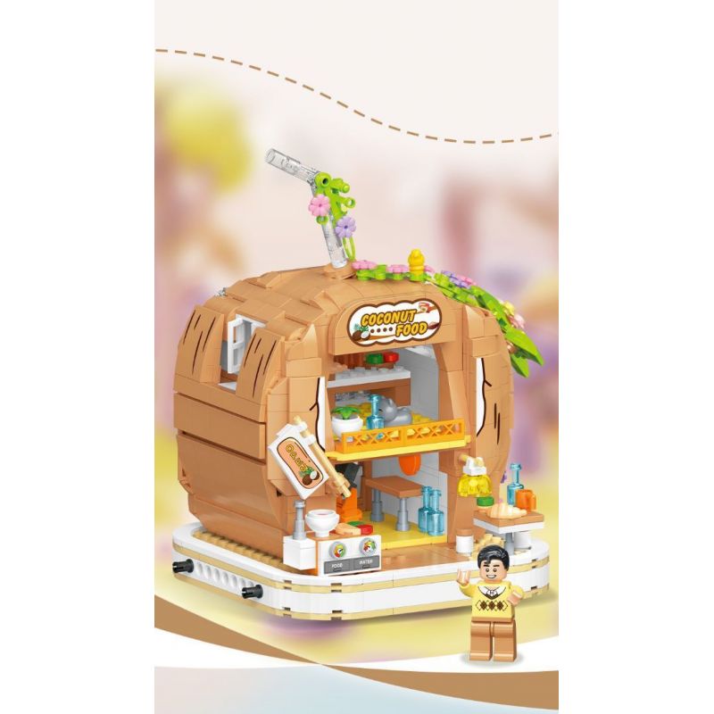 WEILE CREATION 6020 NHÀ DỪA bộ đồ chơi xếp lắp ráp ghép mô hình FAIRY TALE TOWN COCONUT HOUSE 783 khối