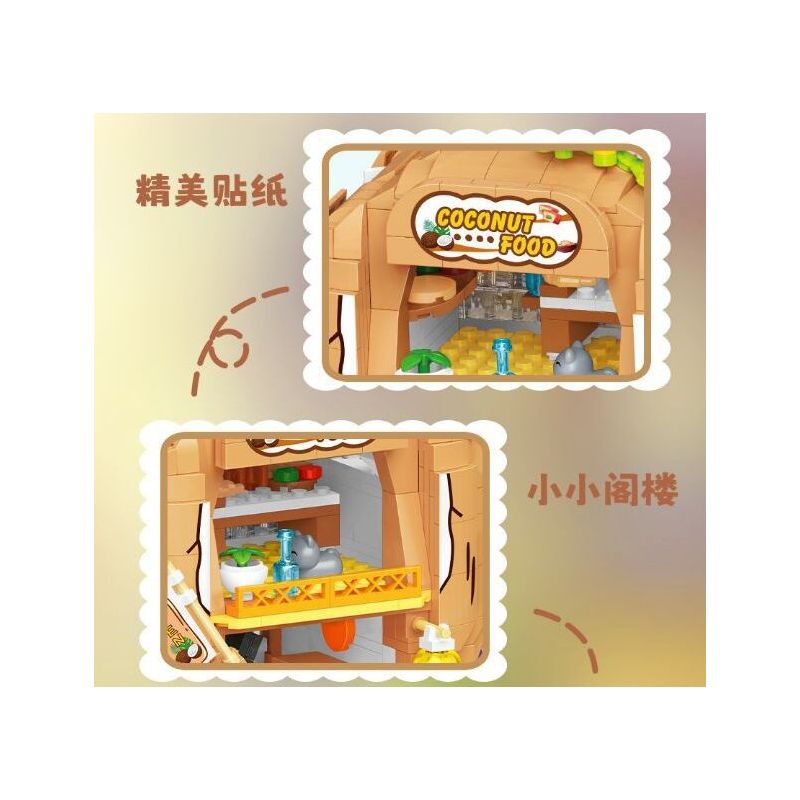 WEILE CREATION 6020 NHÀ DỪA bộ đồ chơi xếp lắp ráp ghép mô hình FAIRY TALE TOWN COCONUT HOUSE 783 khối