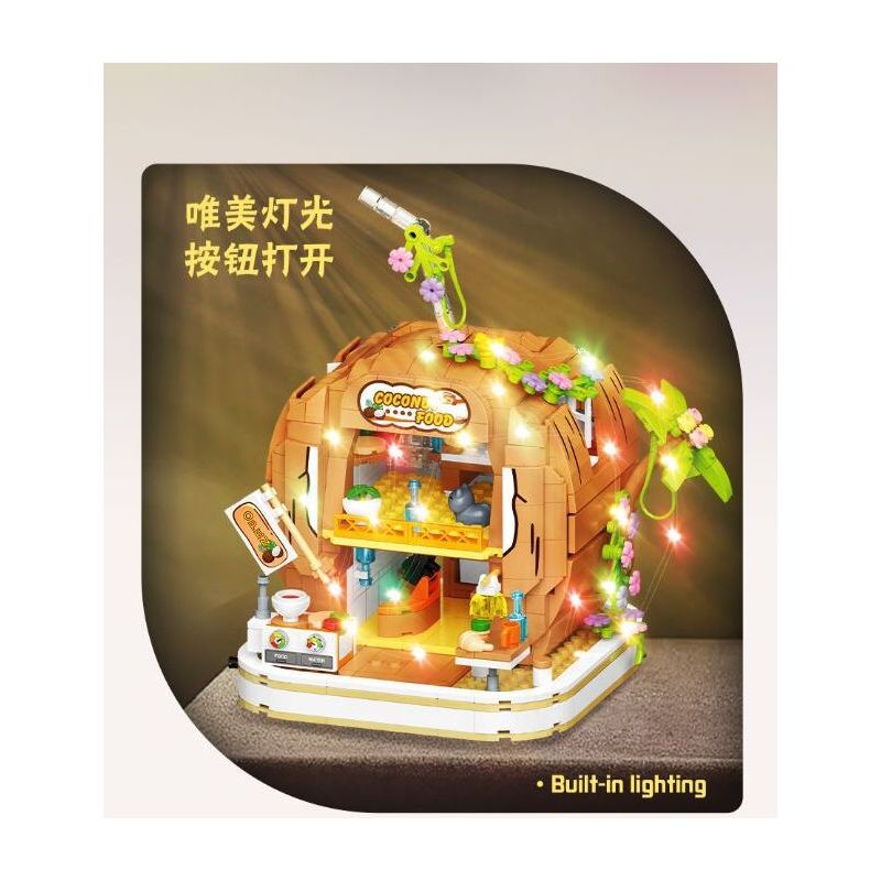 WEILE CREATION 6020 NHÀ DỪA bộ đồ chơi xếp lắp ráp ghép mô hình FAIRY TALE TOWN COCONUT HOUSE 783 khối
