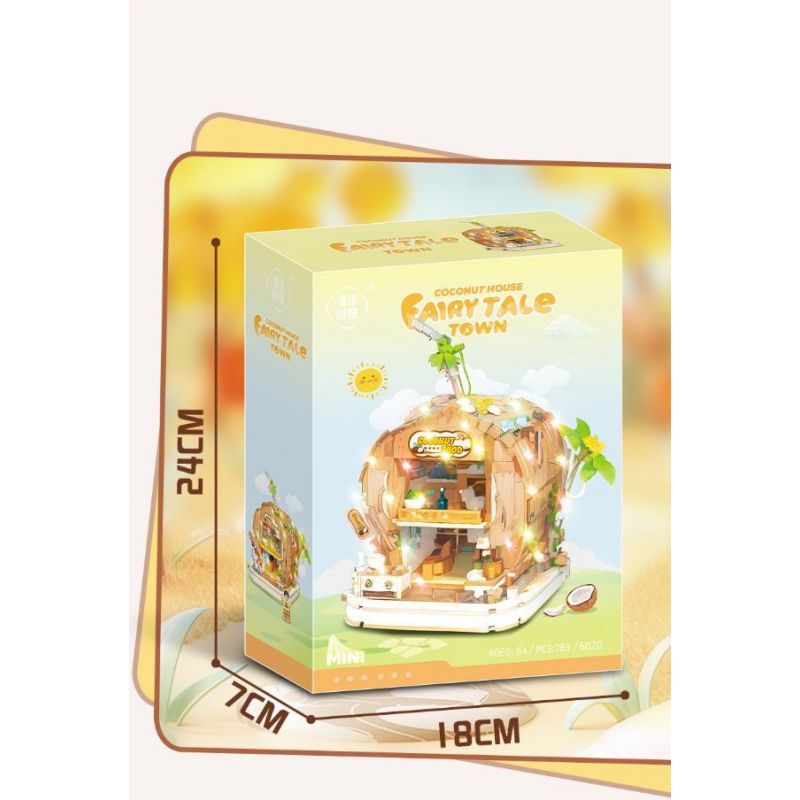 WEILE CREATION 6020 NHÀ DỪA bộ đồ chơi xếp lắp ráp ghép mô hình FAIRY TALE TOWN COCONUT HOUSE 783 khối