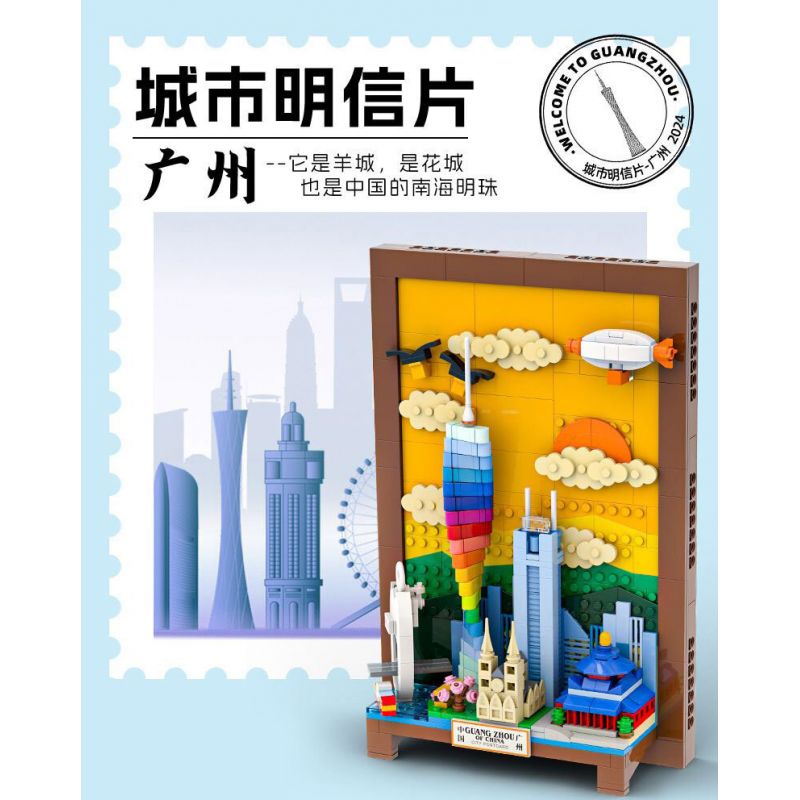 WANGE LIGAO DR.LUCK 4922 BƯU THIẾP THÀNH PHỐ QUẢNG CHÂU bộ đồ chơi xếp lắp ráp ghép mô hình Architecture Công Trình Kiến Trúc 596 khối