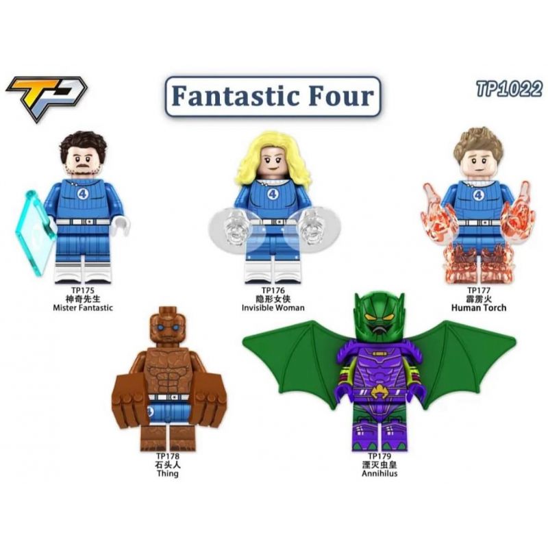 TP 1022 175 176 177 178 179 non Lego FANTASTIC FOUR MINIFIGURES 5 LOẠI bộ đồ chơi xếp lắp ráp ghép mô hình Super Heroes Siêu Nhân Anh Hùng