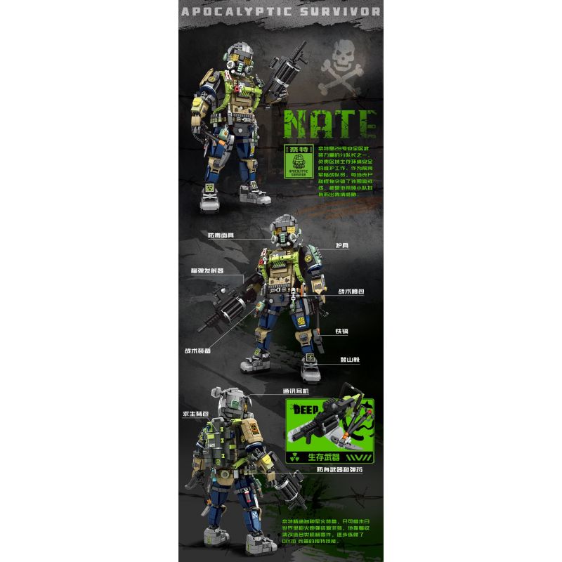 FUNIFY W9100 9100 NGƯỜI SỐNG SÓT CỦA JEDI HANS bộ đồ chơi xếp lắp ráp ghép mô hình Military Army APOCALYPTIC SURVIVOR HANS Quân Sự Bộ Đội