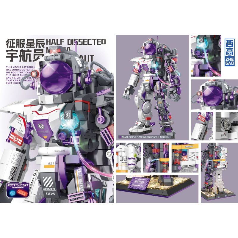 ZHEGAO GZ6285 6285 CHINH PHỤC CÁC VÌ SAO PHI HÀNH GIA MECHA HALF-CUT bộ đồ chơi xếp lắp ráp ghép mô hình HALF DISSECTED MECHA ASTRONAUT 1130 khối