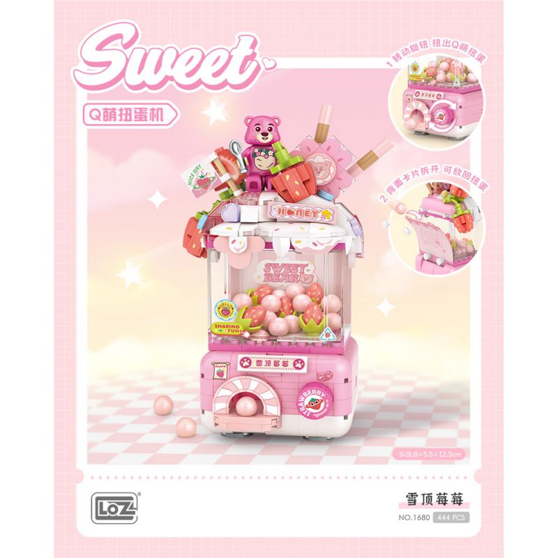 LOZ 1680 non  MÁY GASHAPON Q DỄ THƯƠNG SNOWTOP BERRY bộ đồ chơi xếp lắp ráp ghép mô hình 444 khối