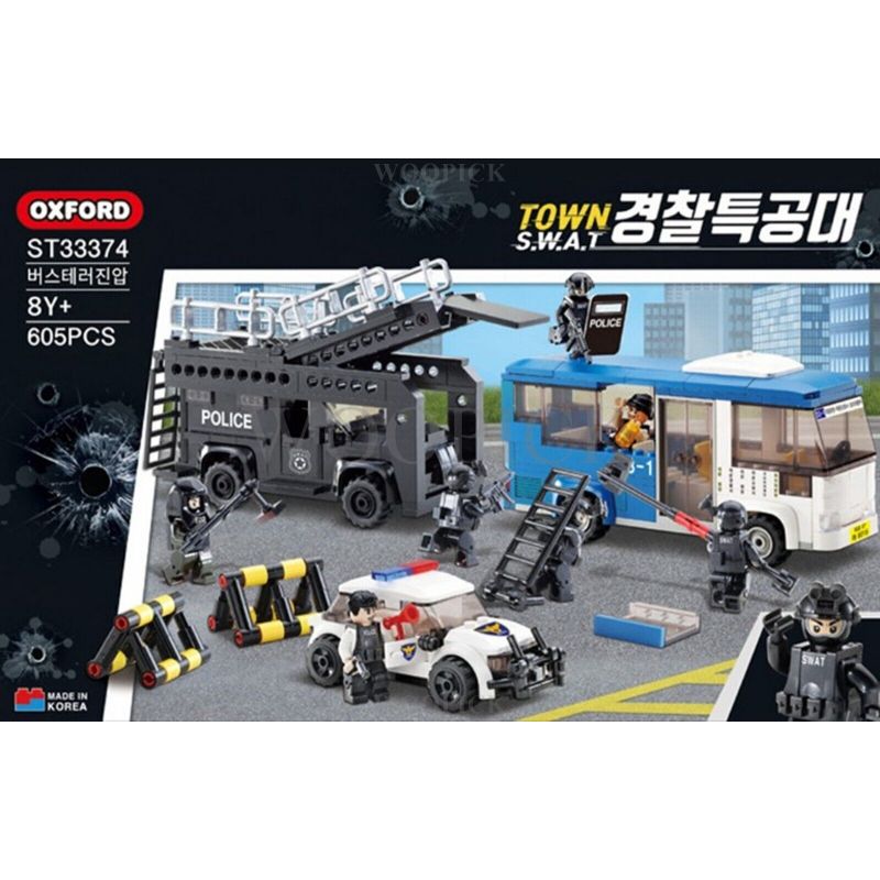 OXFORD ST33374 33374 non Lego LỰC LƯỢNG ĐẶC BIỆT CỦA CẢNH SÁT SWAT THỊ TRẤN NGĂN CHẶN TẤN CÔNG KHỦNG BỐ TRÊN XE BUÝT bộ đồ chơi xếp lắp ráp ghép mô hình City TOWN SWAT 경찰특공대 버스테러진압 Thành Phố 605 khối