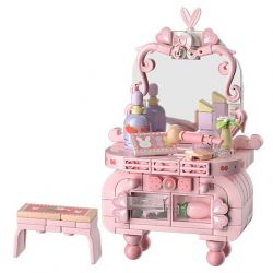 WEKKI 519001 CÔNG CHÚA TRONG MƠ BÀN TRANG ĐIỂM NHỎ MÀU HỒNG bộ đồ chơi xếp lắp ráp ghép mô hình Girl Con Gái