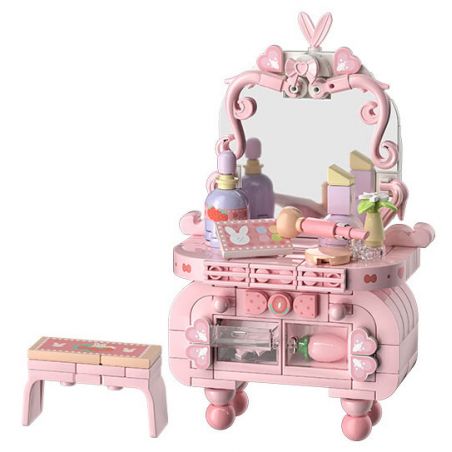 WEKKI 519001 CÔNG CHÚA TRONG MƠ BÀN TRANG ĐIỂM NHỎ MÀU HỒNG bộ đồ chơi xếp lắp ráp ghép mô hình Girl Con Gái