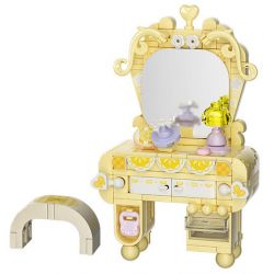 WEKKI 519002 CÔNG CHÚA TRONG MƠ BÀN TRANG ĐIỂM NHỎ MÀU VÀNG bộ đồ chơi xếp lắp ráp ghép mô hình Girl Con Gái