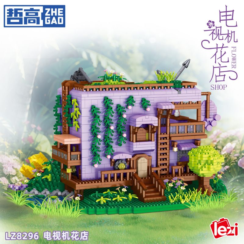 ZHEGAO LZ8296 8296 CỬA HÀNG HOA TIVI bộ đồ chơi xếp lắp ráp ghép mô hình FLOWER SHOP 3396 khối
