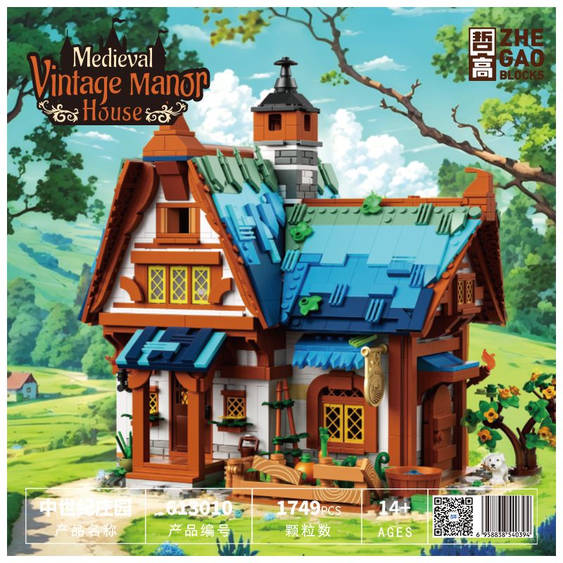 ZHEGAO 613010 TRANG VIÊN THỜI TRUNG CỔ bộ đồ chơi xếp lắp ráp ghép mô hình Medieval Castle MEDIEVAL VINTAGE MANOR HOUSE Chiến Tranh Trung Cổ 1749 khối