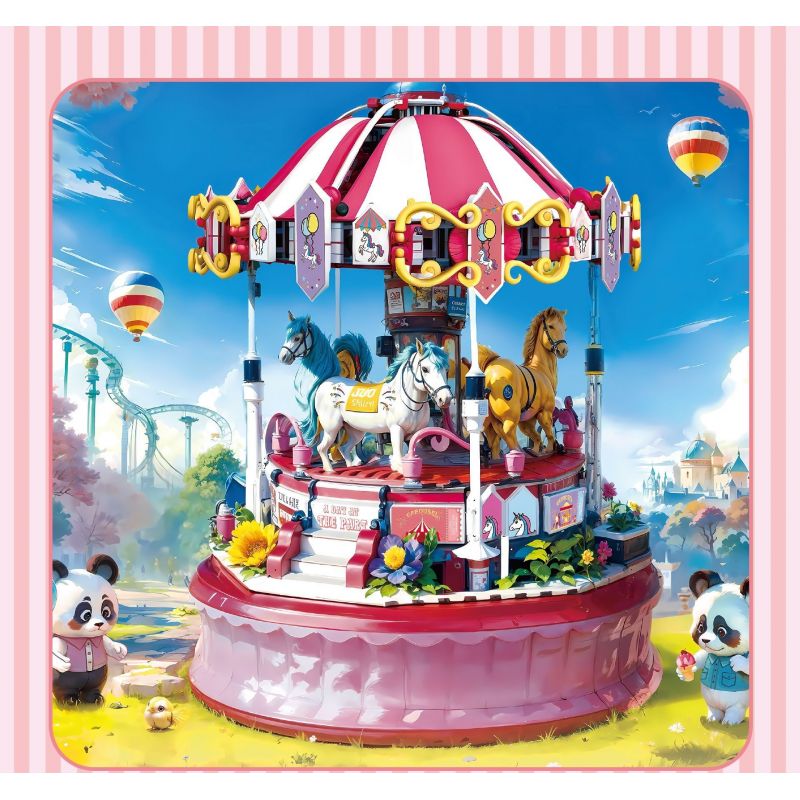 ZHEGAO 663017 BĂNG CHUYỀN bộ đồ chơi xếp lắp ráp ghép mô hình CAROUSEL 591 khối