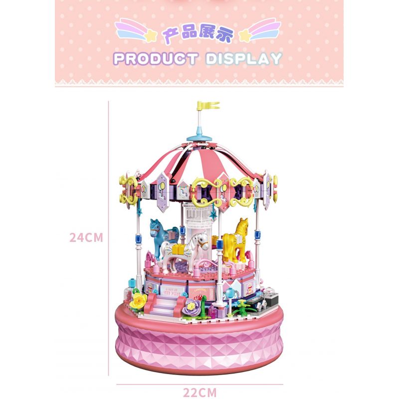 ZHEGAO 663017 BĂNG CHUYỀN bộ đồ chơi xếp lắp ráp ghép mô hình CAROUSEL 591 khối